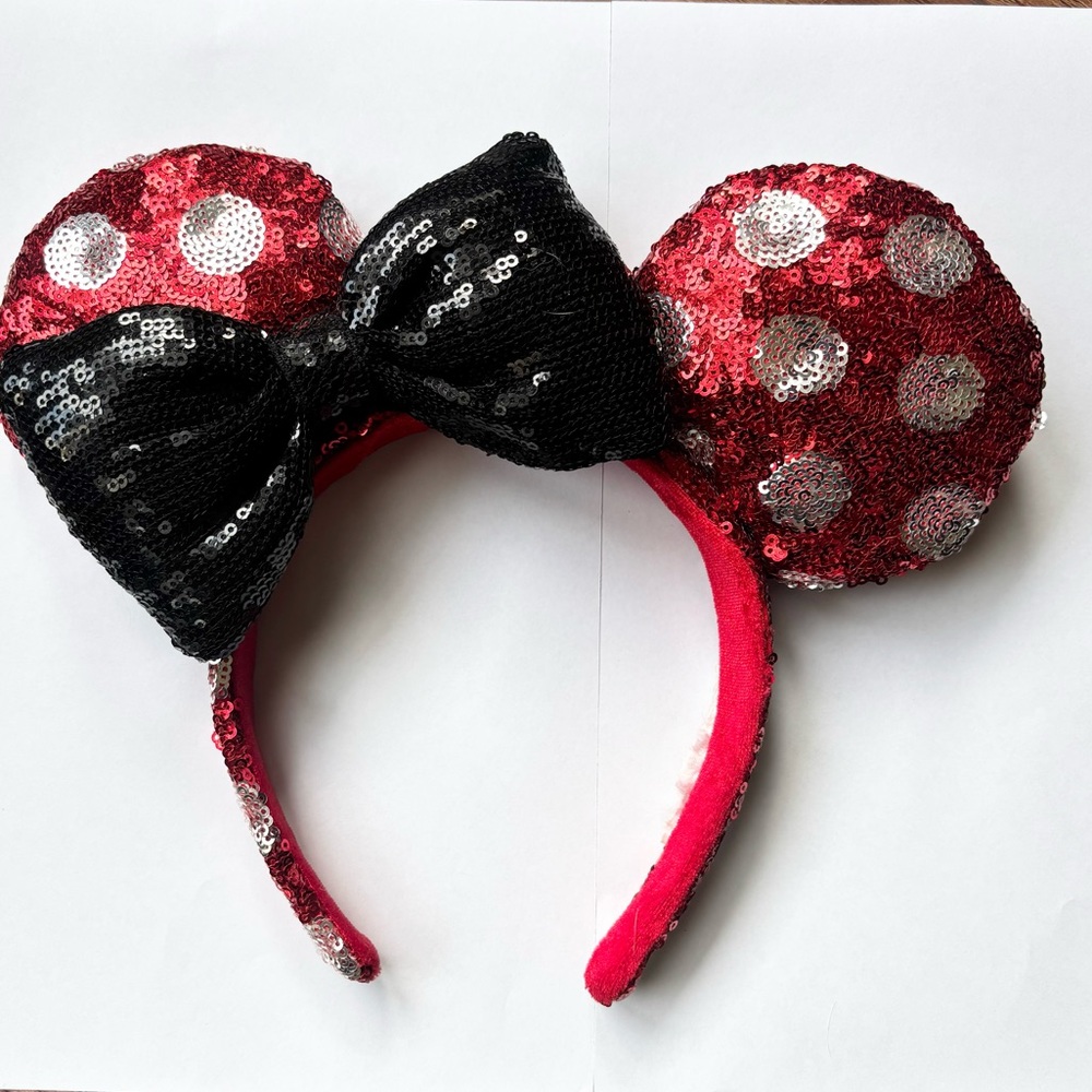 Disney Red and Black Sequin Mouse Ears Headband